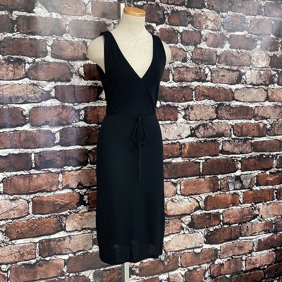 Michel Stephen Paris Dress Vintage Black V-neck Tie Front Large - Picture 9 of 15